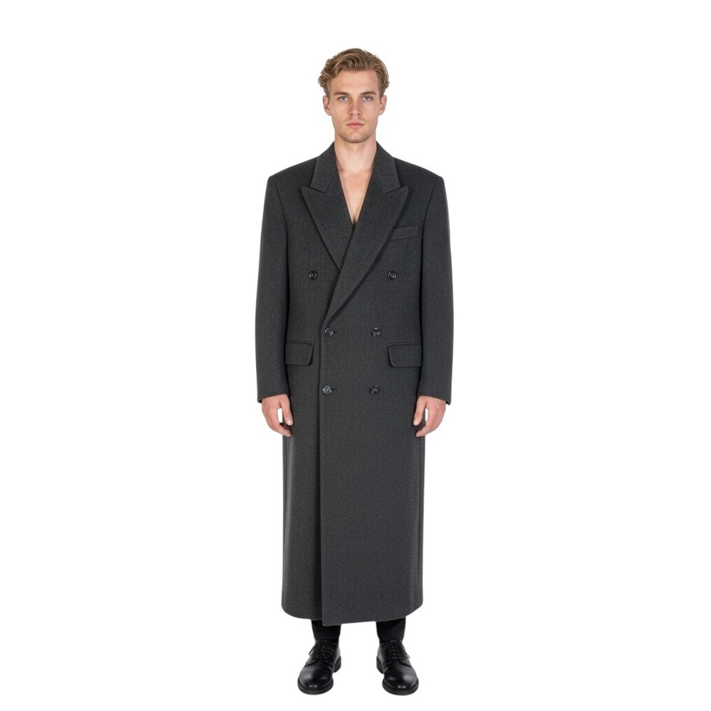 CASHMERE AND WOOL VINTAGE TRENCH SINGLE BREAST  GREY COAT MEN SIZE 38